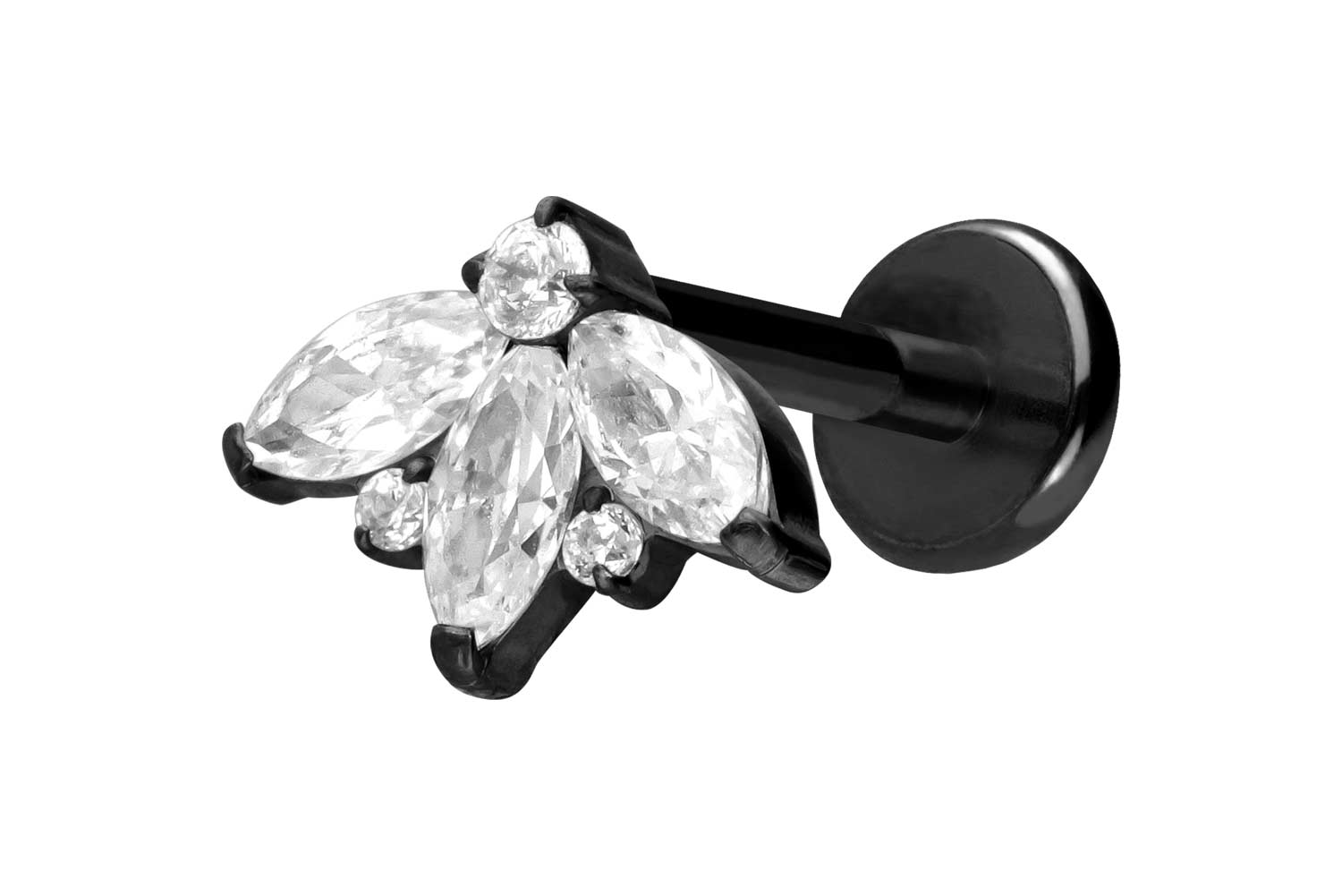 Titan Labret Piercing mit Push Fit LOTUSBLÜTE